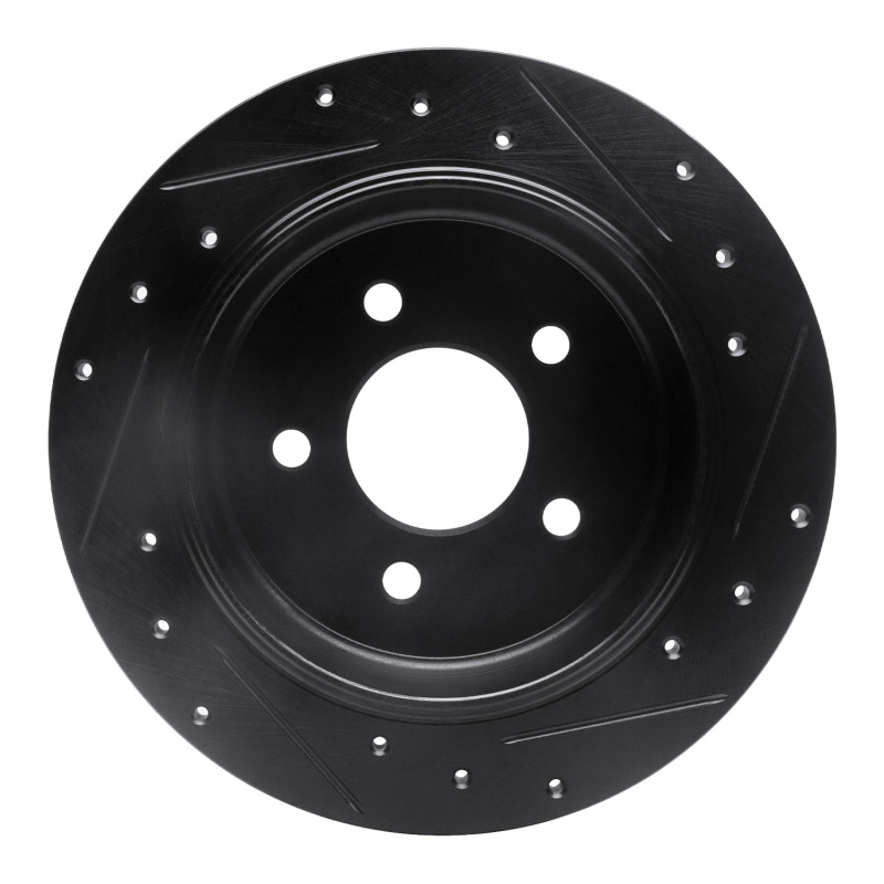 Ford Crown Victoria Brake Rotor (1) - Rear Left - R1 Concepts - Drilled & Slotted - Black - `96-`02